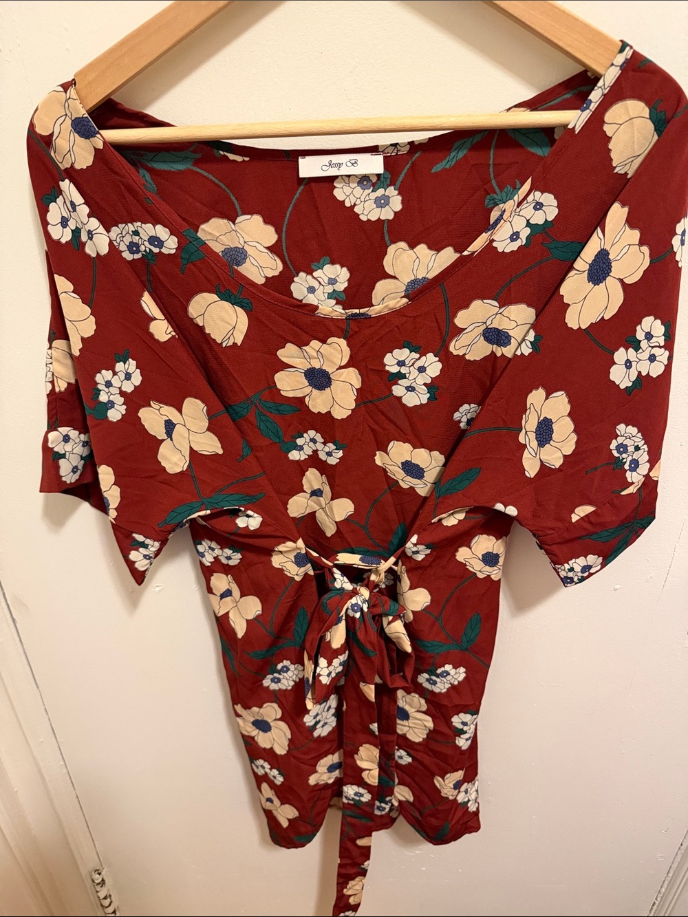Tie-Front Floral Blouse in Rust by Angie
